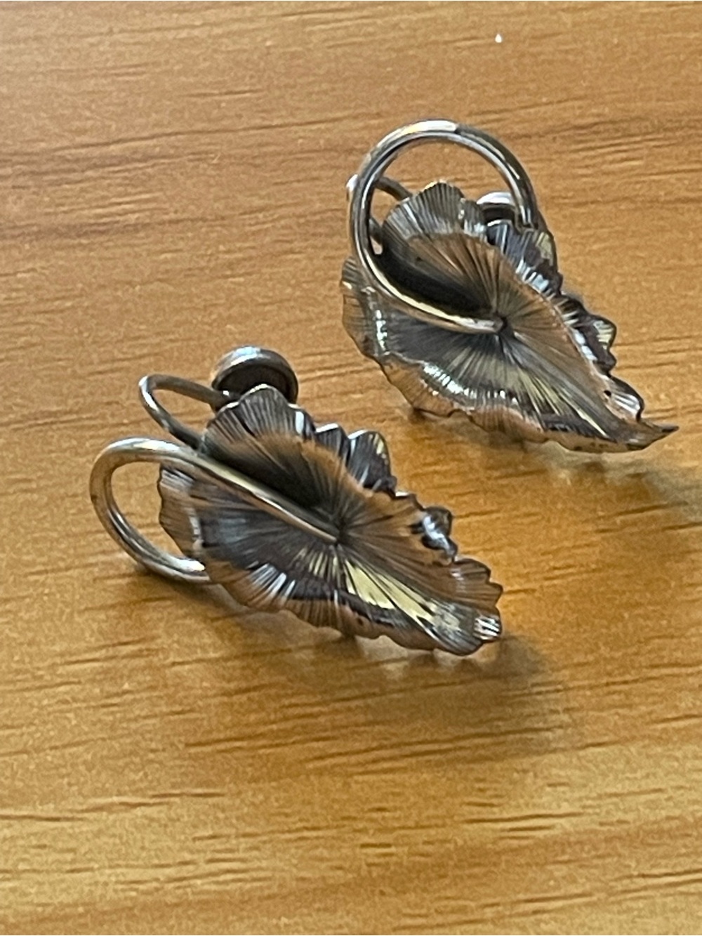 Dane craft Sterling Silver Leaf-Design Clip -On Earrings